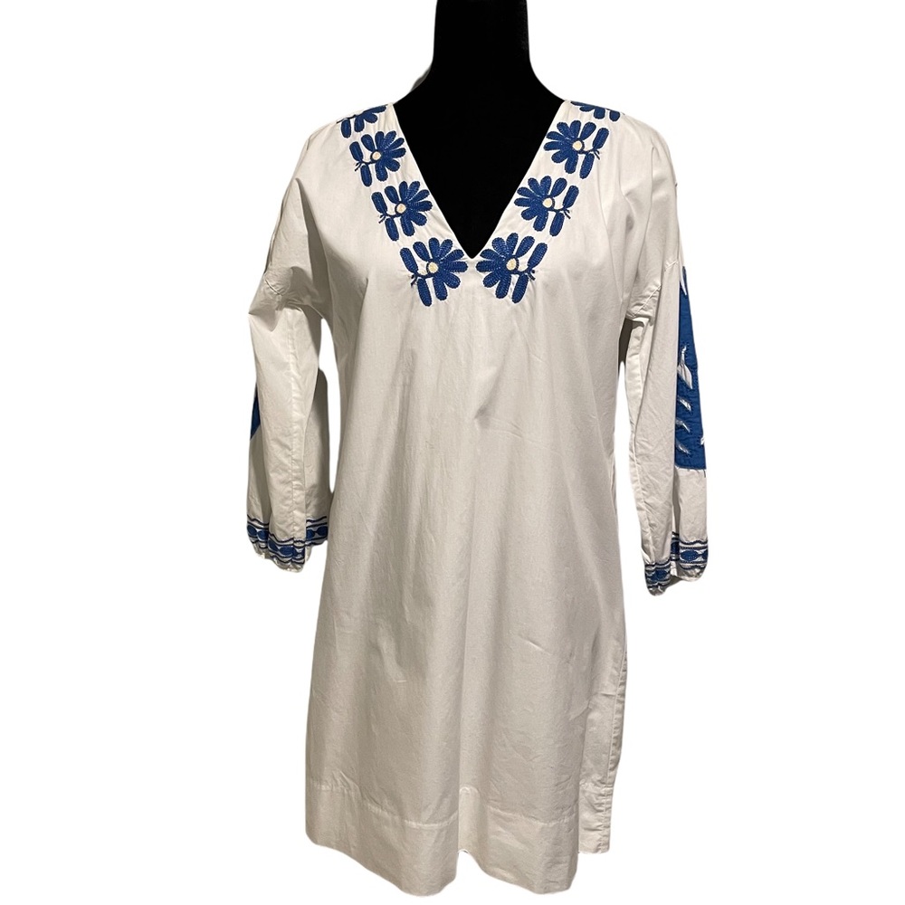 Madewell Embroidered Puff Sleeve Shift Tunic Dress